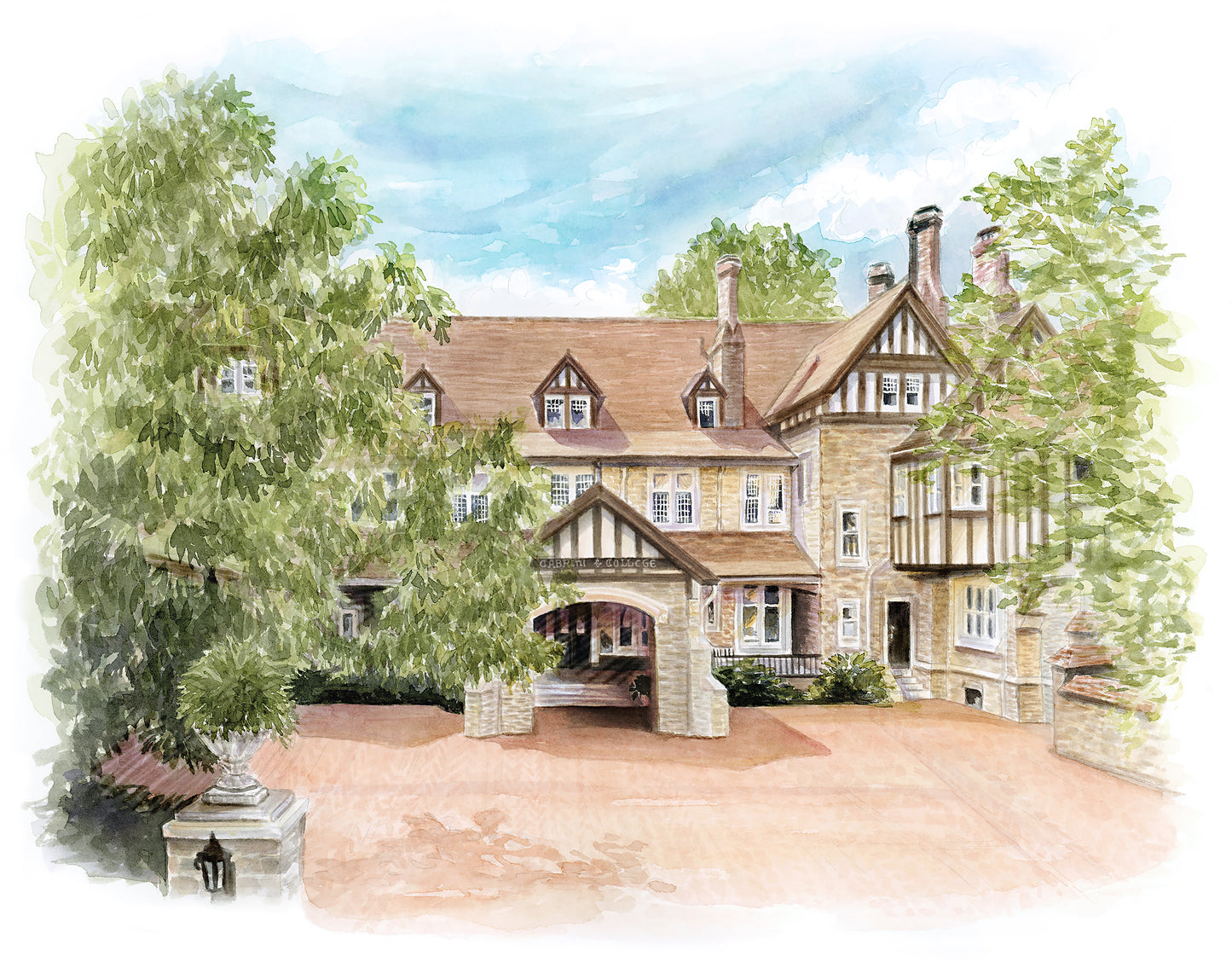 Cabrini- Woodcrest Mansion Watercolor - PRINT