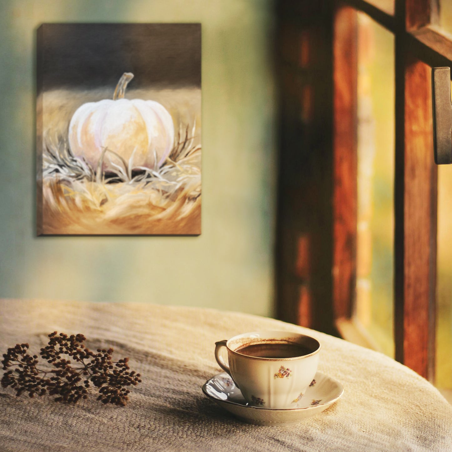White Pumpkin - Acrylic painting on gallery canvas