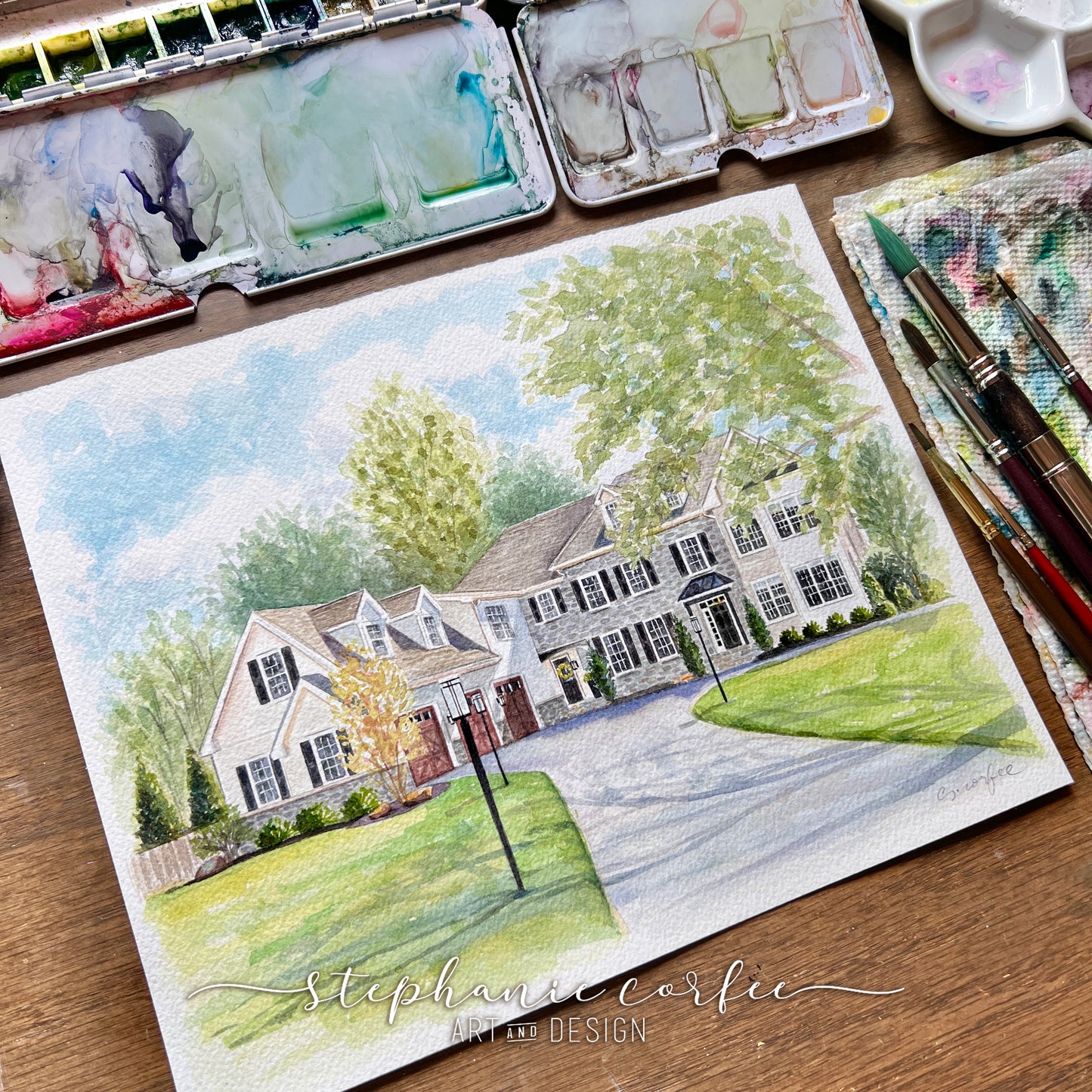 Custom Watercolor House Portrait - memento, gift, new home gift, moving gift