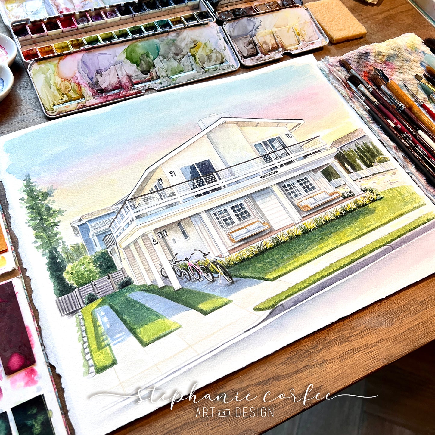 Custom Watercolor House Portrait - memento, gift, new home gift, moving gift