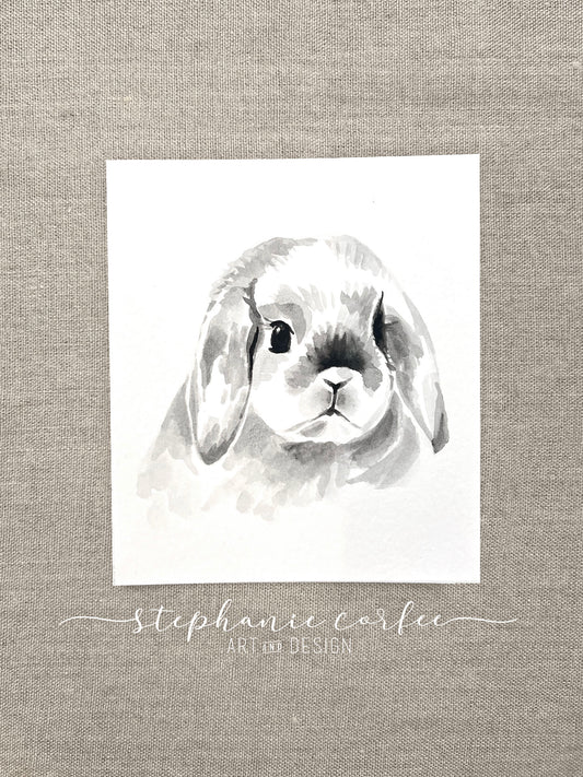 STUDIO SALE - Black & White Lop Eared Bunny