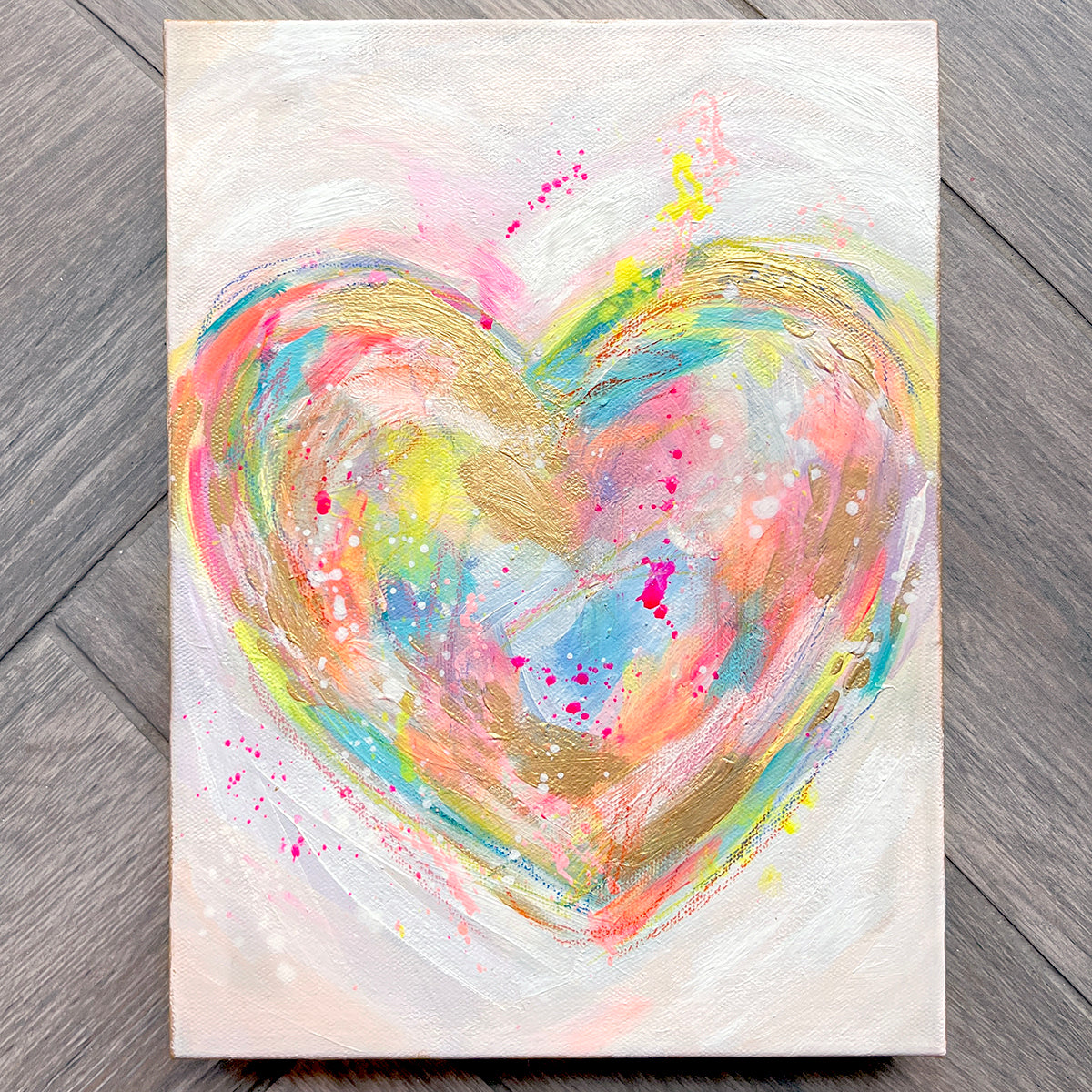 Sketchy Acrylic Heart #2  -Acrylic painting on canvas, spontaneous art, playful art, colorful art, feminine art (Copy)