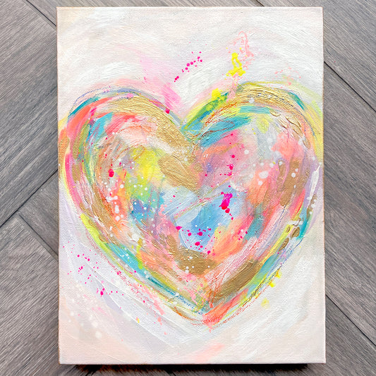 Sketchy Acrylic Heart #2  -Acrylic painting on canvas, spontaneous art, playful art, colorful art, feminine art (Copy)