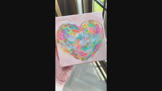 Sketchy Acrylic Heart #1  -Acrylic painting on canvas, spontaneous art, playful art, colorful art, feminine art