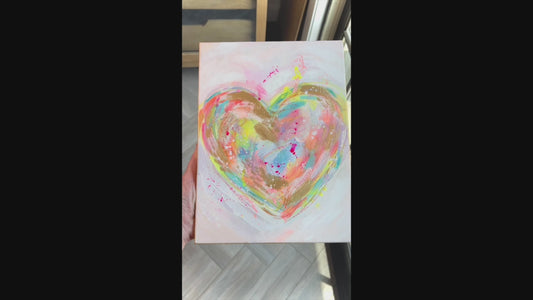 Sketchy Acrylic Heart #2  -Acrylic painting on canvas, spontaneous art, playful art, colorful art, feminine art (Copy)
