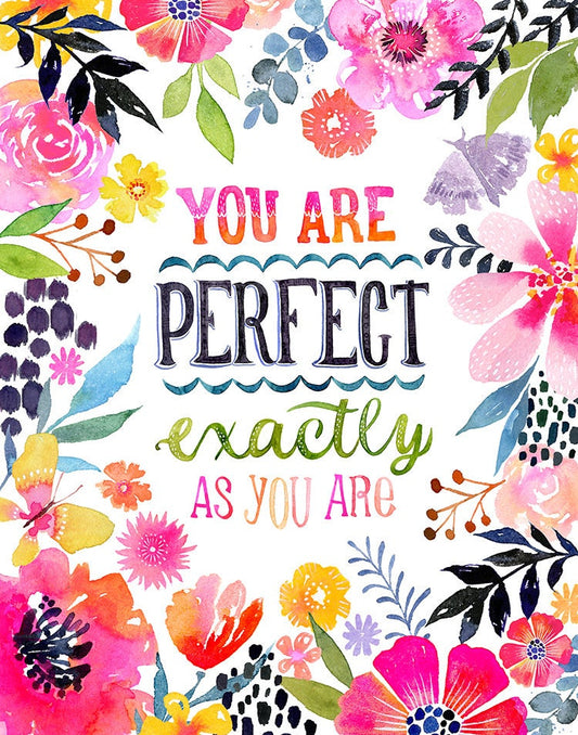 Perfect As You Are - PRINT inspiration, hand lettering, feminine art, bohemian, kids art, baby girl art