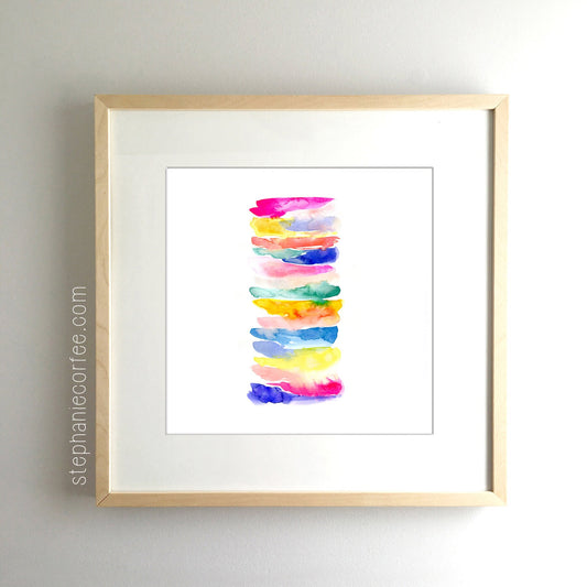 Watercolor Swoosh Rainbow - PRINT colorful print, cheerful print, rainbow print, watercolor, bright, playroom art