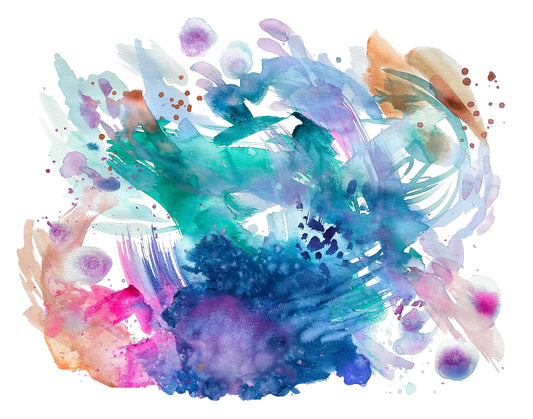 Ayla's Ocean - PRINT abstract painting, watercolor painting, paper print, colorful print, cheerful print, rainbow print, ocean, mermaid