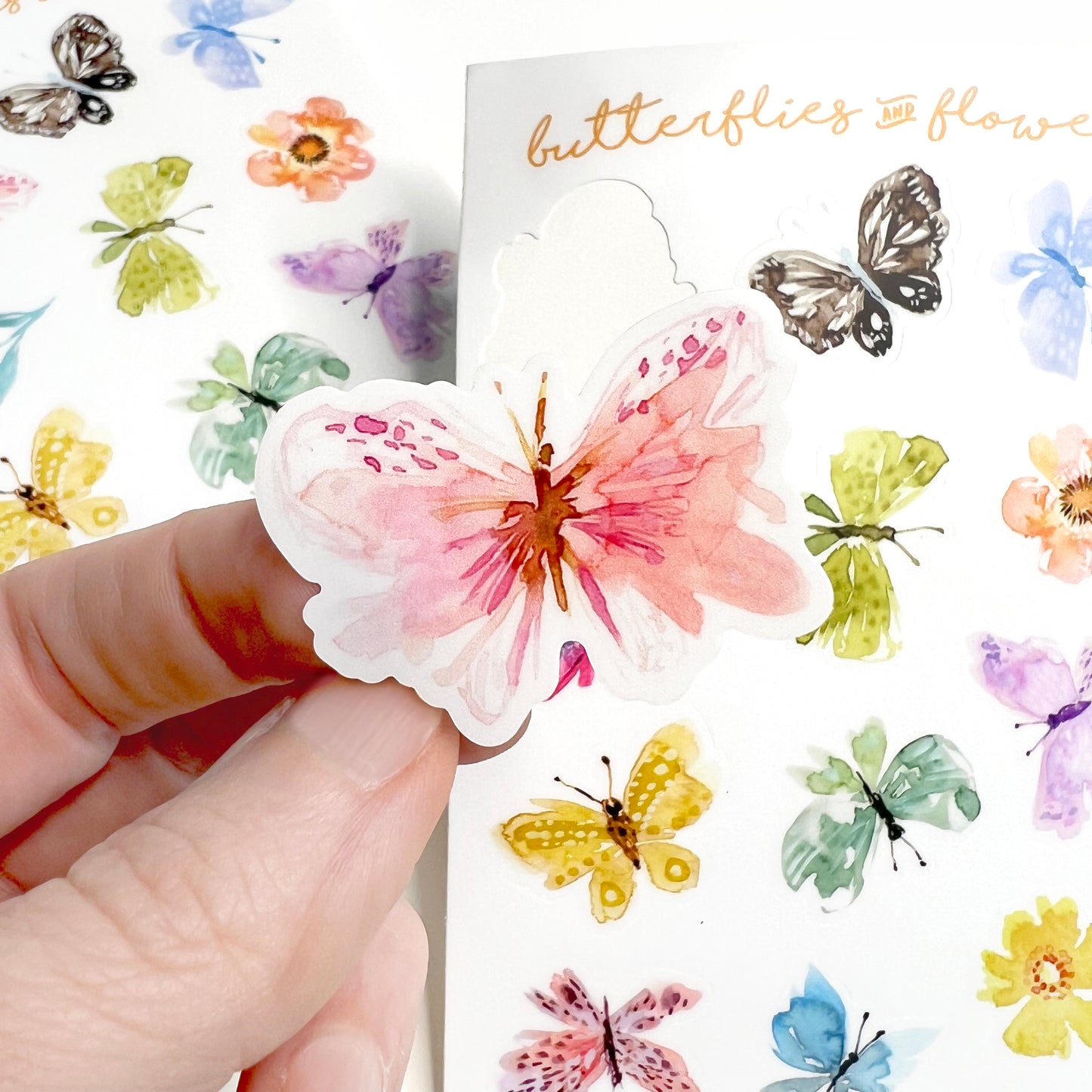 Sticker/ Decal Sheet - Butterflies & Flowers