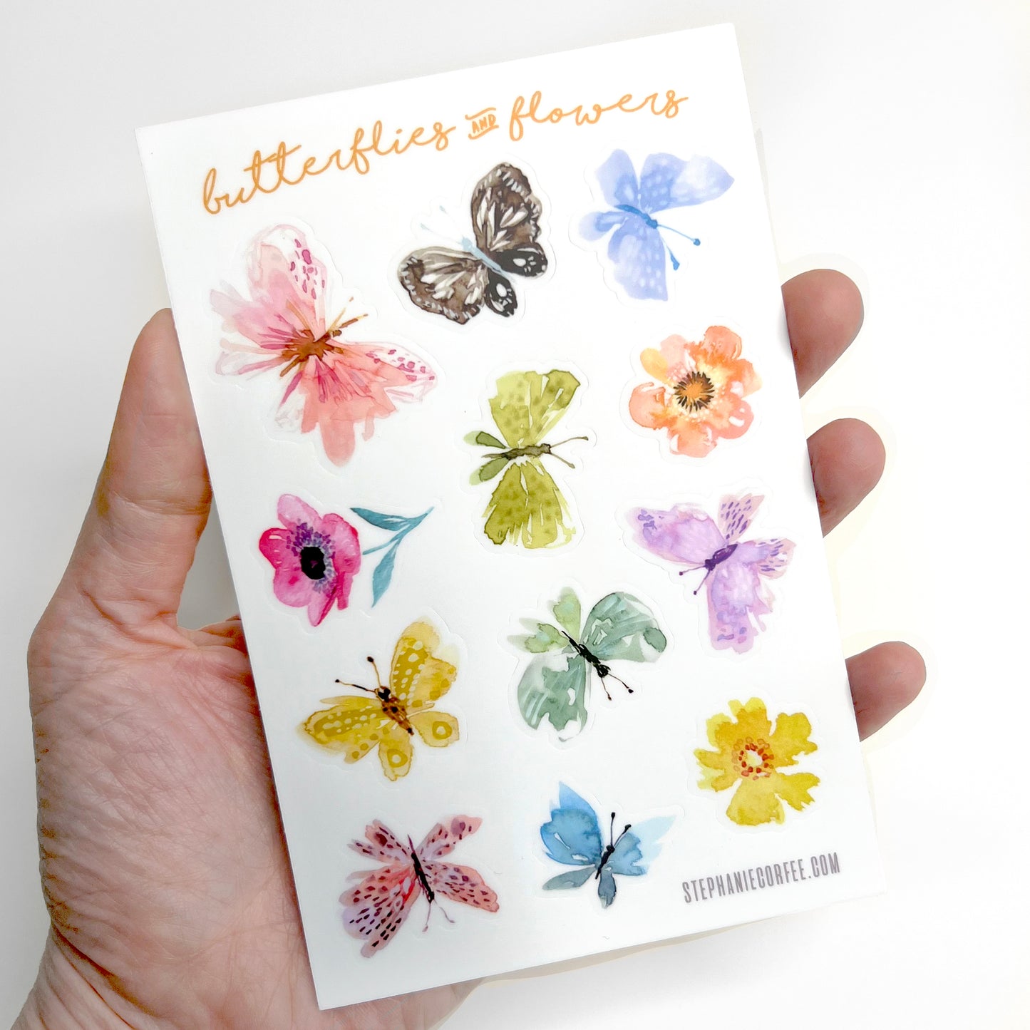 Sticker/ Decal Sheet - Butterflies & Flowers