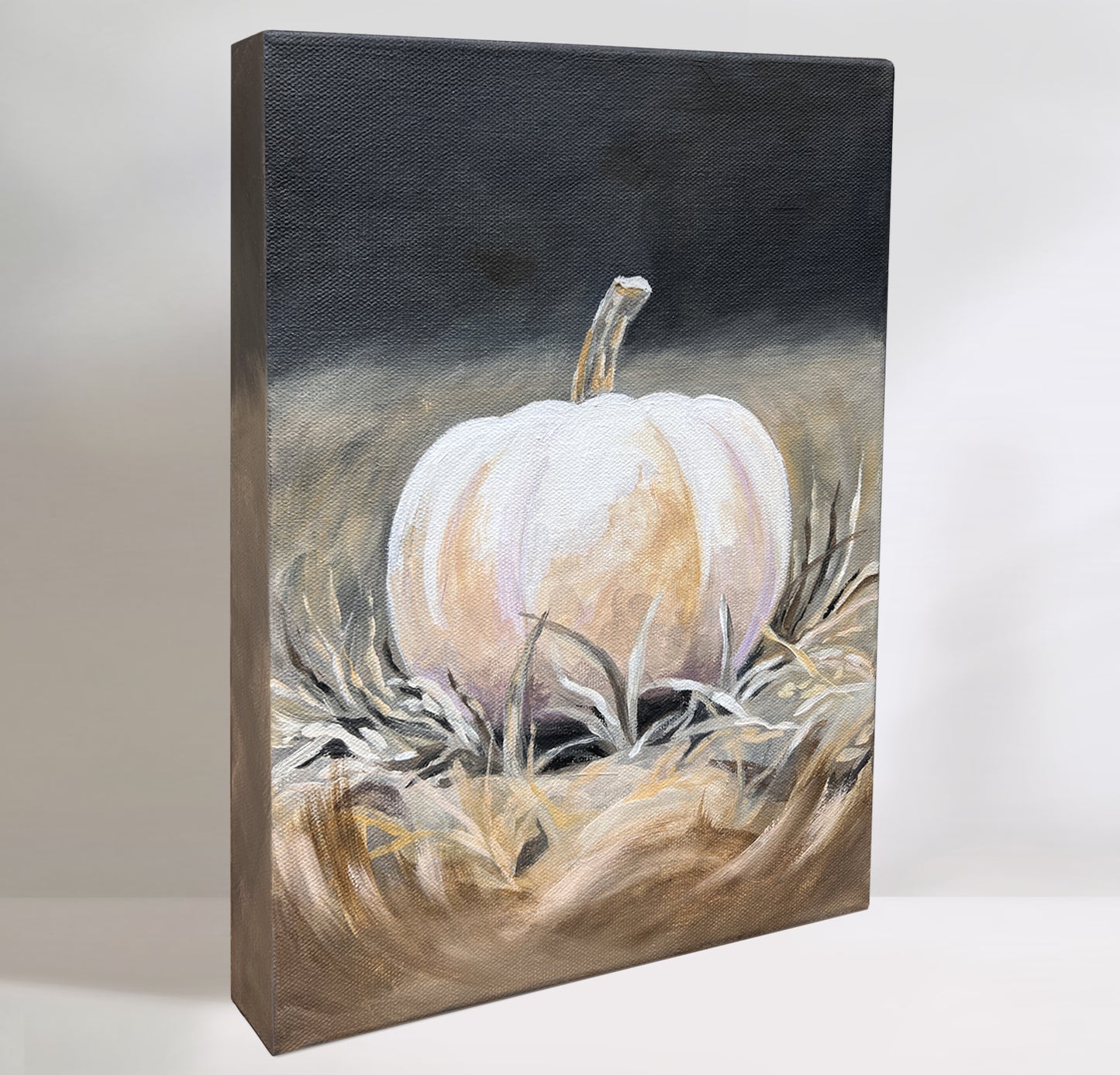 White Pumpkin - Acrylic painting on gallery canvas