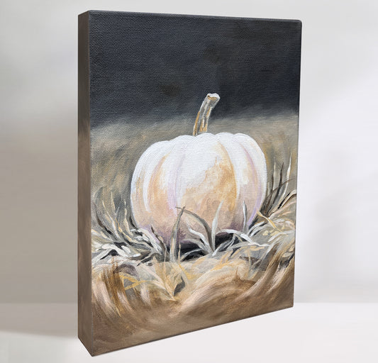 White Pumpkin - Acrylic painting on gallery canvas
