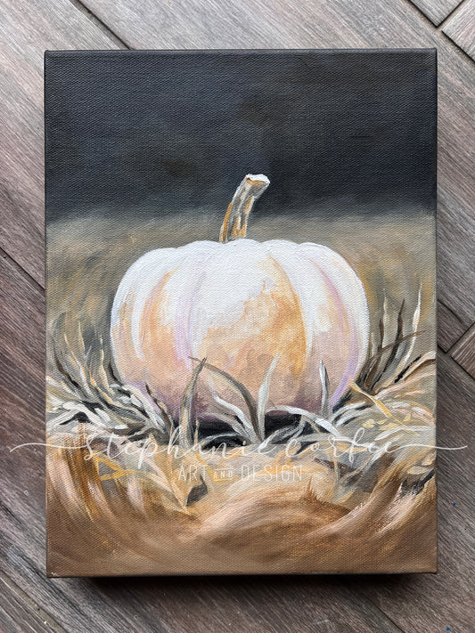 White Pumpkin - Acrylic painting on gallery canvas