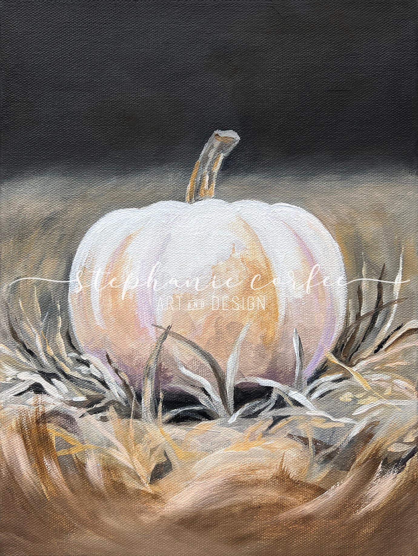 White Pumpkin - Acrylic painting on gallery canvas