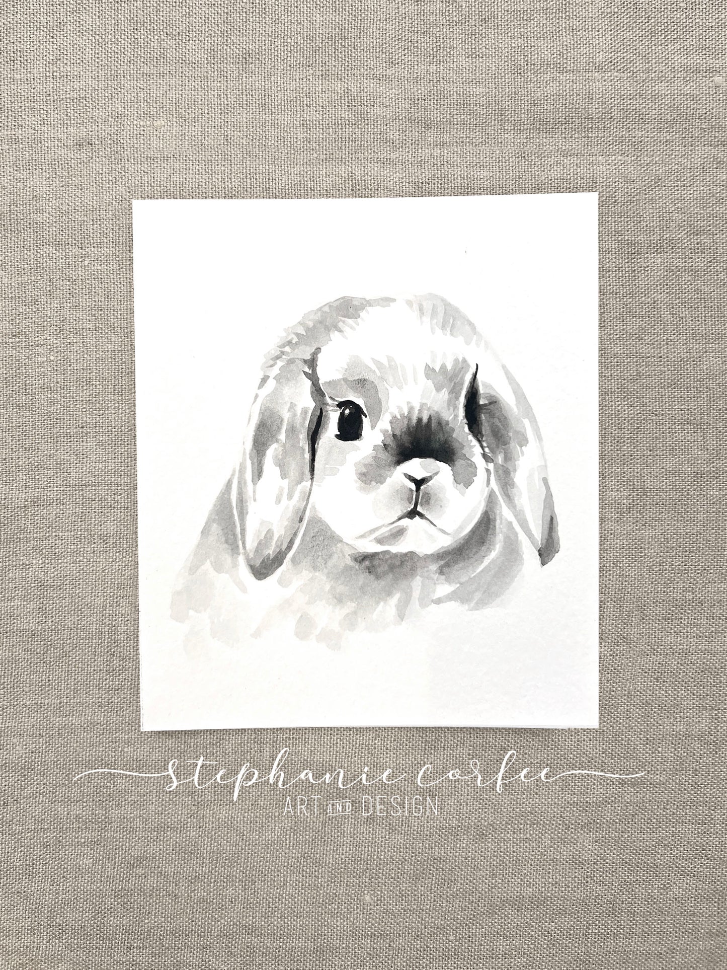 STUDIO SALE -  Black & White Lop Eared Bunny