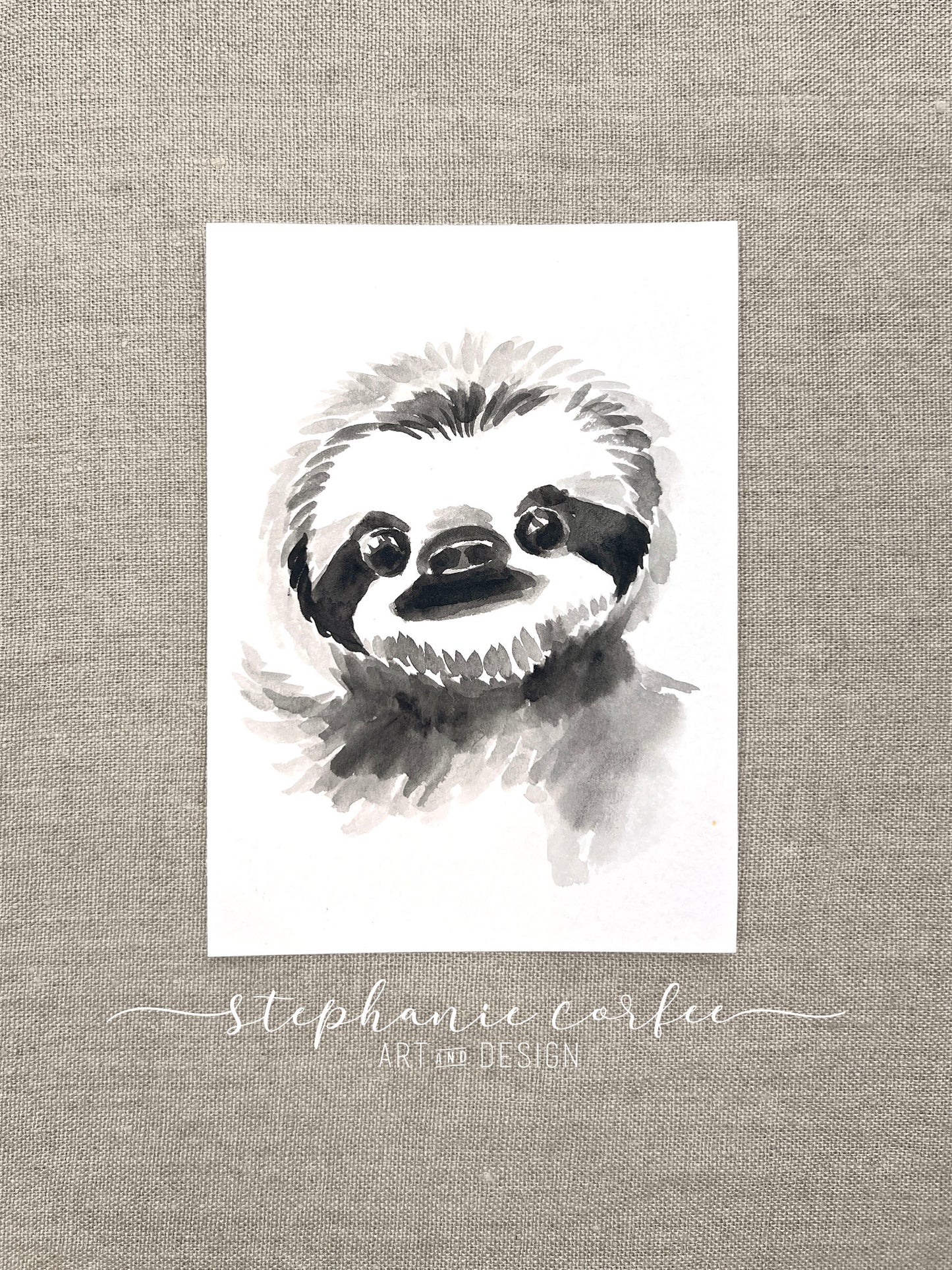 STUDIO SALE -  Black & White Baby Sloth