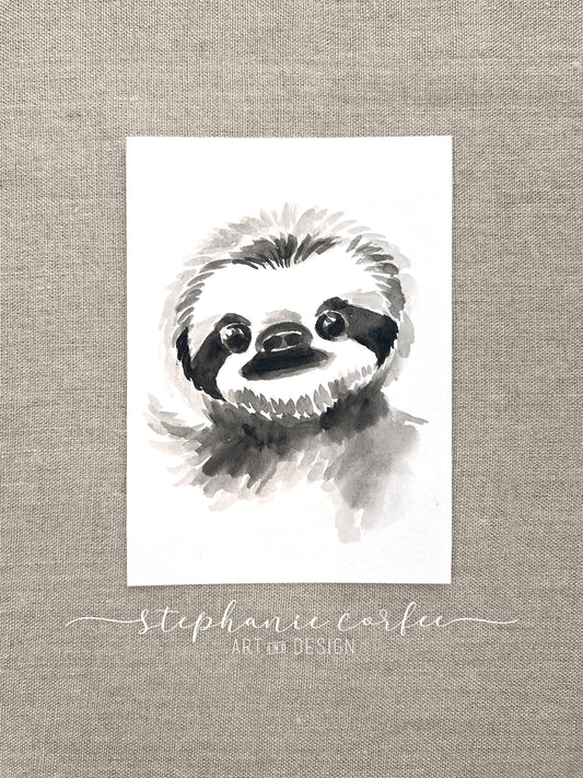 STUDIO SALE -  Black & White Baby Sloth