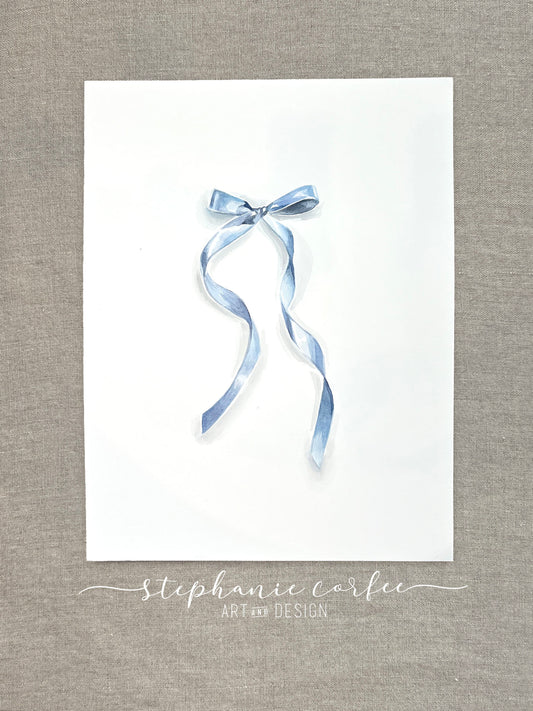 STUDIO SALE -  Curly Blue Ribbon Bow