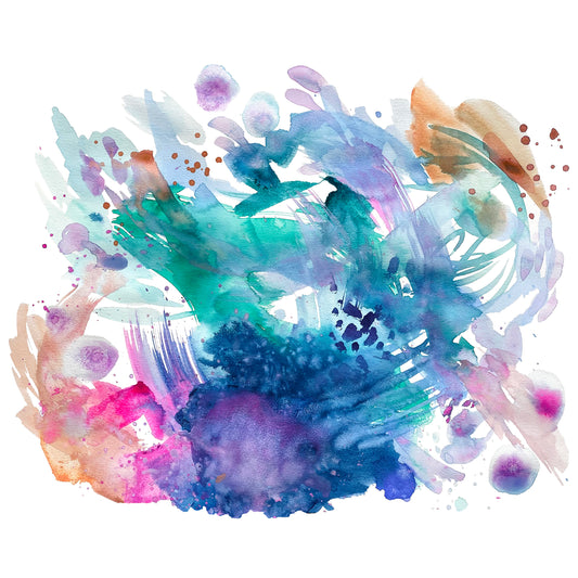 Ayla's Ocean - PRINT abstract painting, watercolor painting, paper print, colorful print, cheerful print, rainbow print, ocean, mermaid