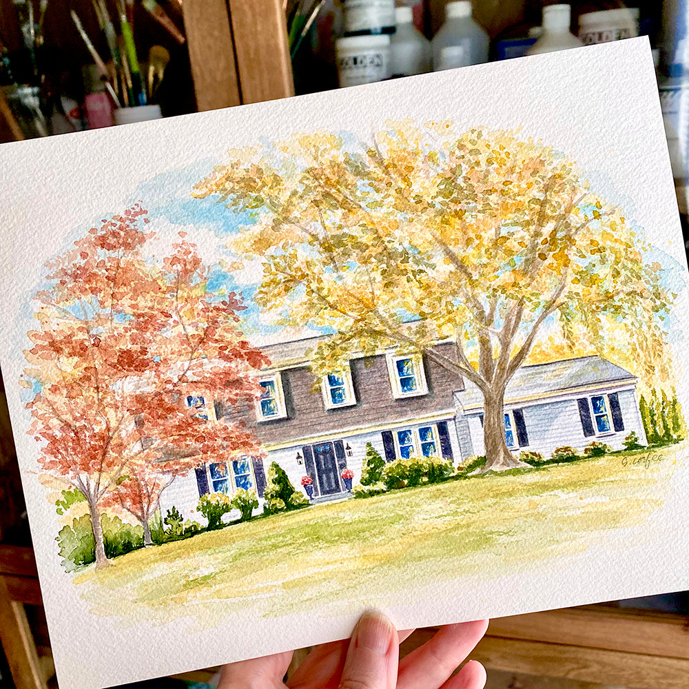 Custom Watercolor House Portrait - memento, gift, new home gift, moving gift