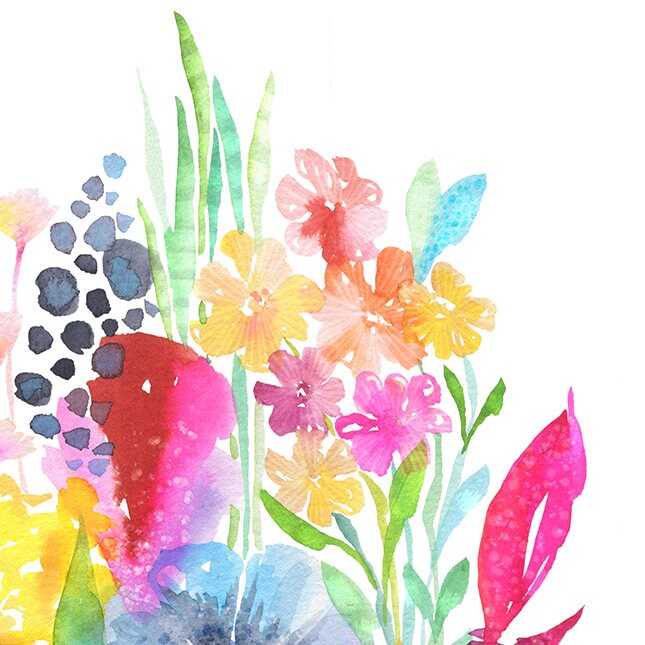 Fairy Garden - PRINT - floral- flowers - Spring Colors Art - Whimsical ARt - Nursery ARt - inspiring