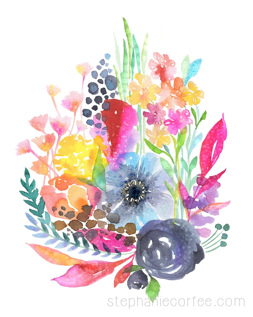 Fairy Garden - PRINT - floral- flowers - Spring Colors Art - Whimsical ARt - Nursery ARt - inspiring