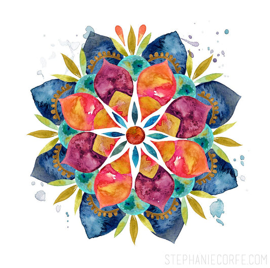 Texture Mandala - PRINT inspiration, meditation art, yoga art, feminine art, bohemian, floral, pattern, boho