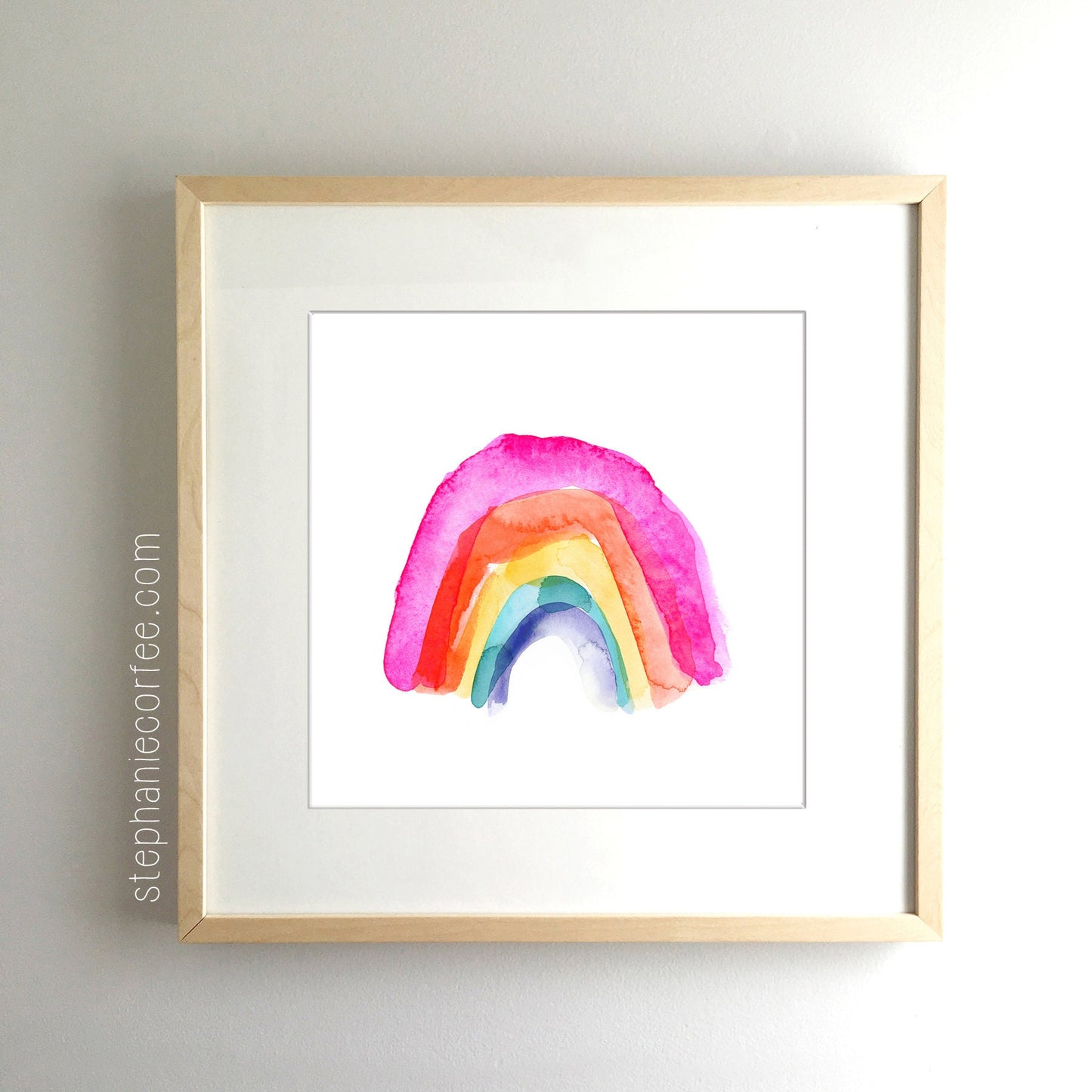 Layered Watercolor Rainbow - PRINT colorful print, cheerful print, rainbow print, watercolor, bright, playroom art