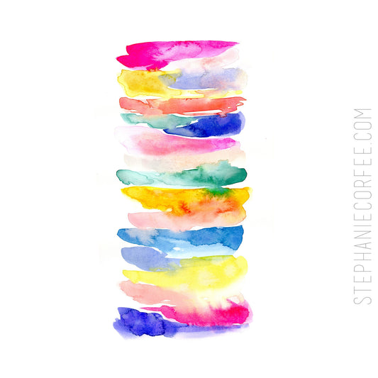 Watercolor Swoosh Rainbow - PRINT colorful print, cheerful print, rainbow print, watercolor, bright, playroom art