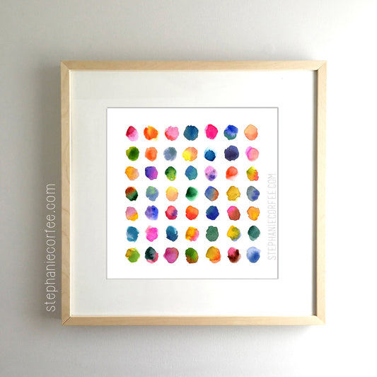 Candy Buttons Rainbow - PRINT colorful print, cheerful print, rainbow print, watercolor, bright, playroom art
