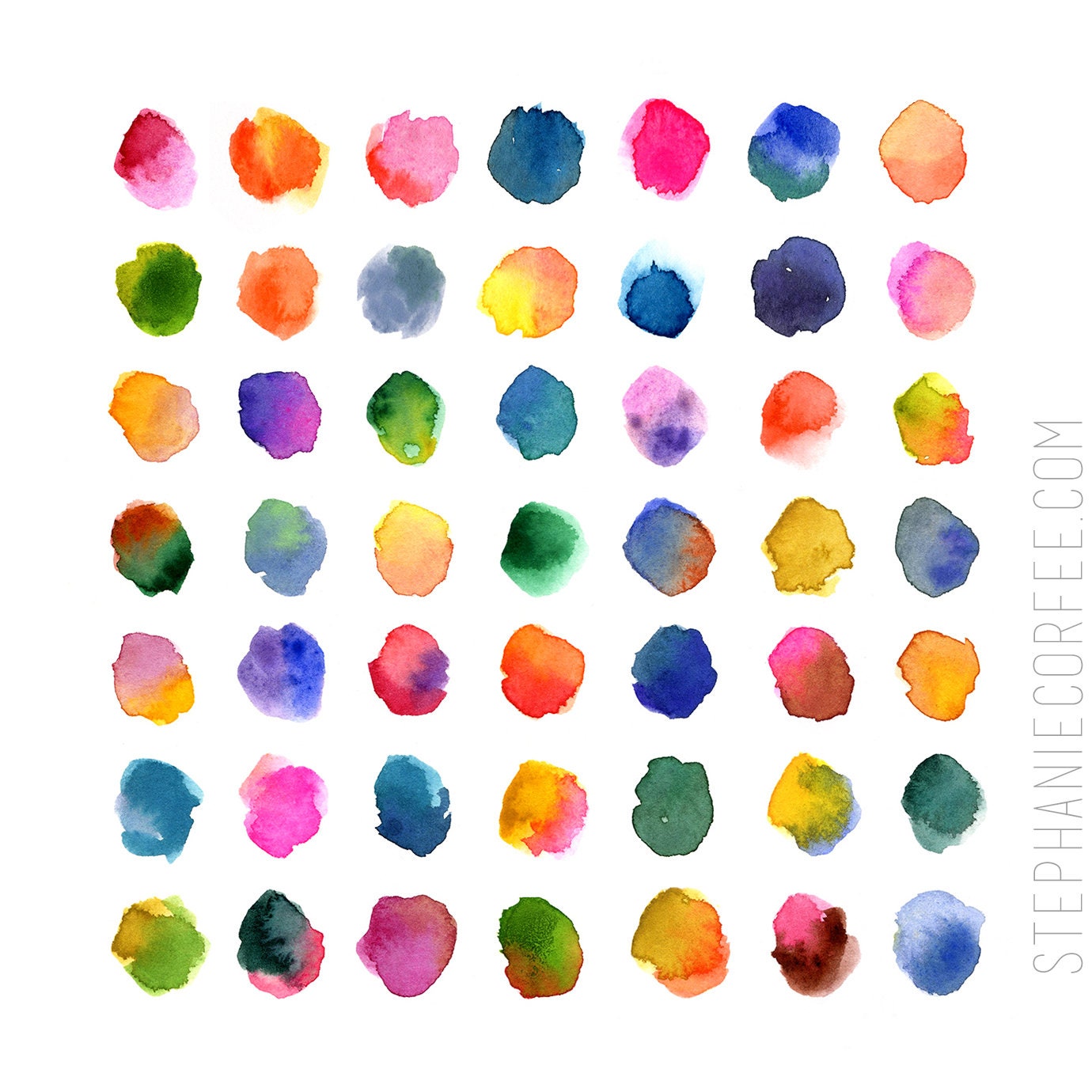 Candy Buttons Rainbow - PRINT colorful print, cheerful print, rainbow print, watercolor, bright, playroom art