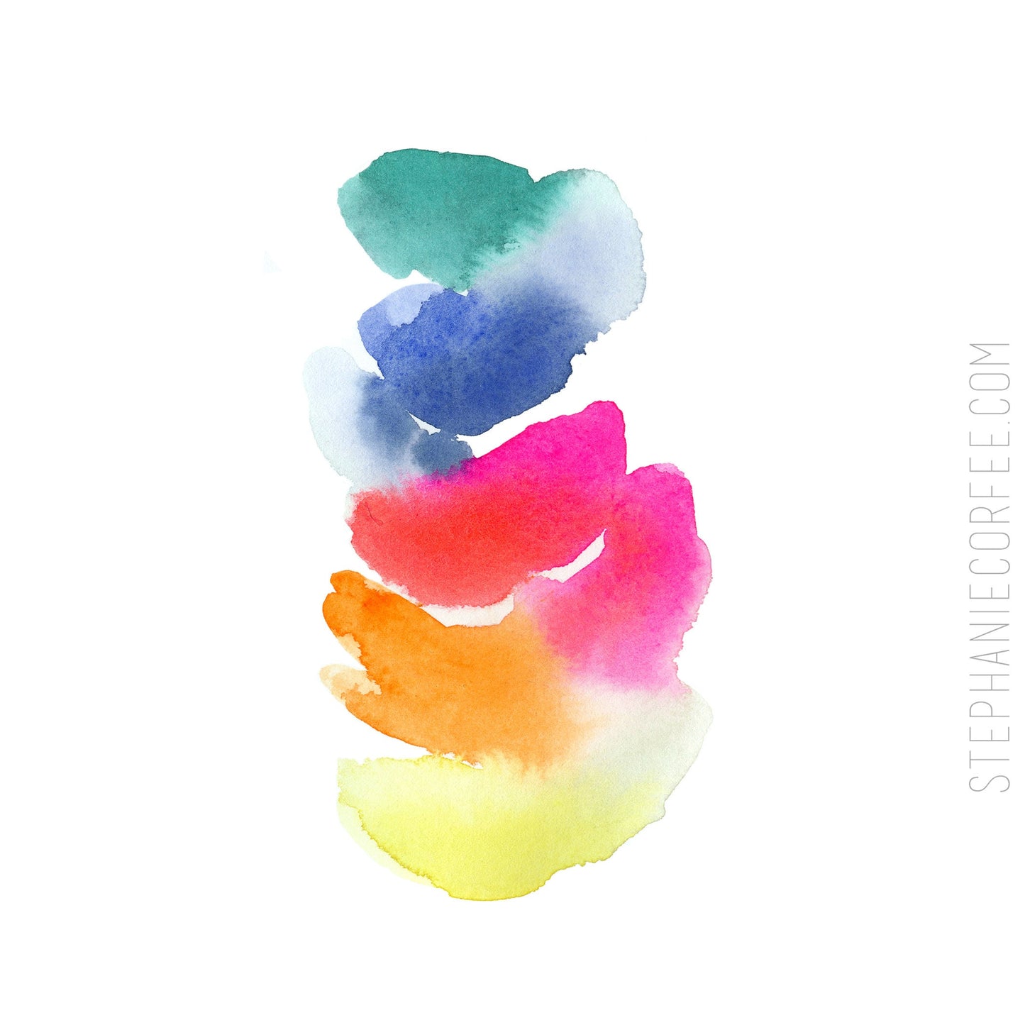Meandering Colors Rainbow - PRINT colorful print, cheerful print, rainbow print, watercolor, bright, playroom art
