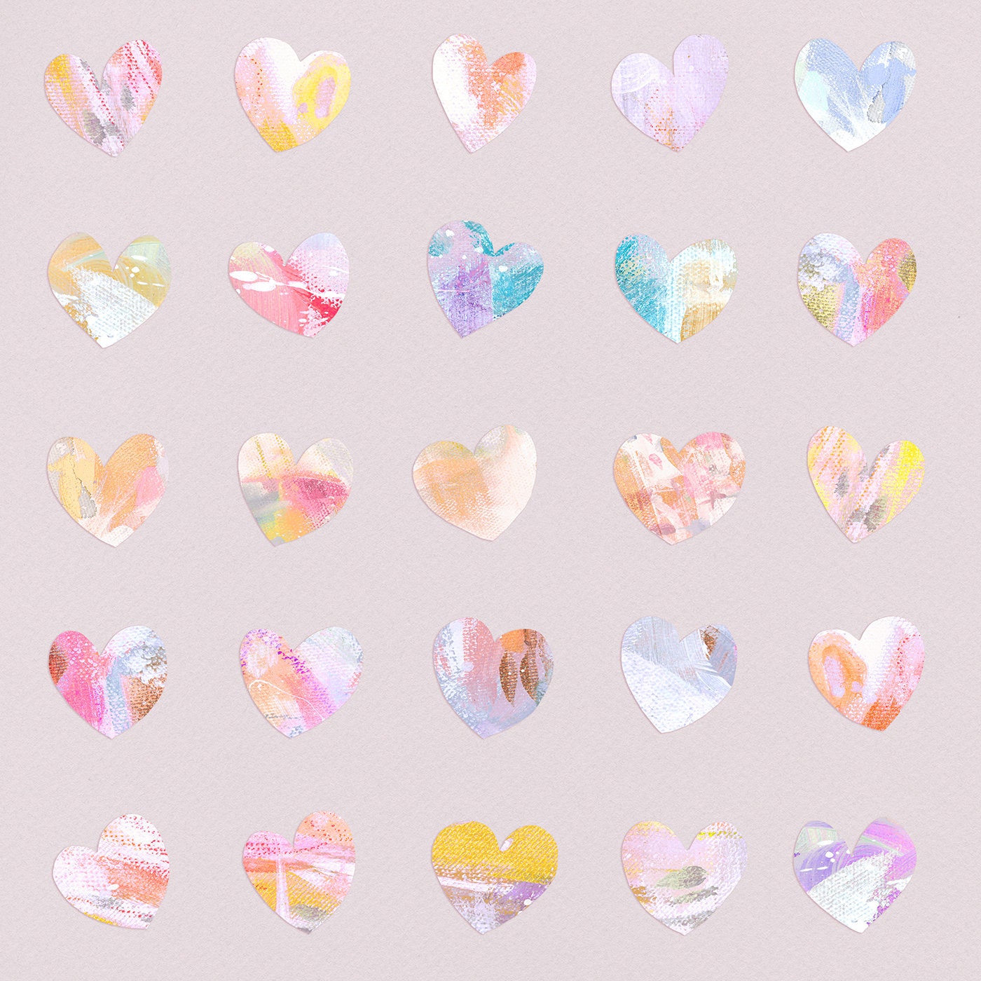 All The Hearts - PRINT abstract painting, acrylic painting, paper print, colorful print, cheerful print, rainbow print